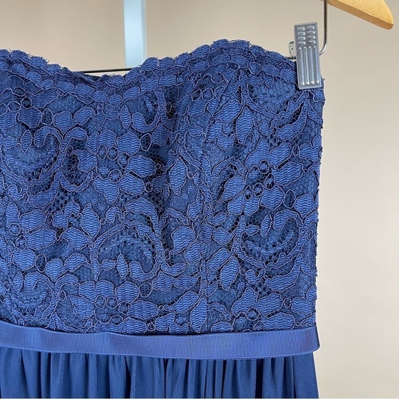 David's Bridal Size 2 Marine Lace Strapless Maxi Dress Wedding Guest Bridesmaid - Picture 8 of 8